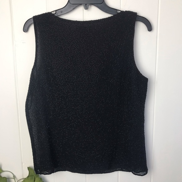 Ann Taylor Silk Drape Neck Sleeveless Embellished Top - Picture 7 of 12